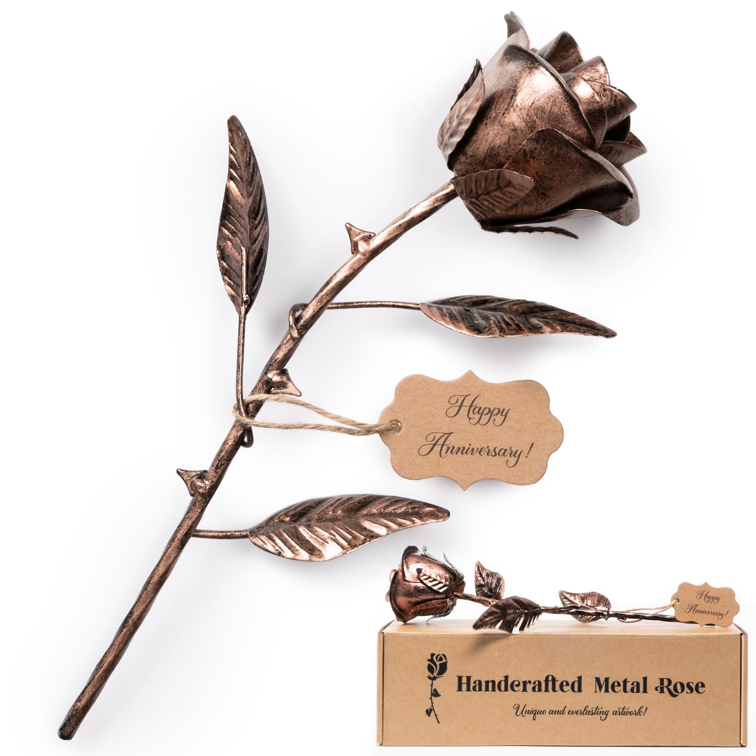BESZONE metal rose handforged, a lasting 7-year anniversary keepsake