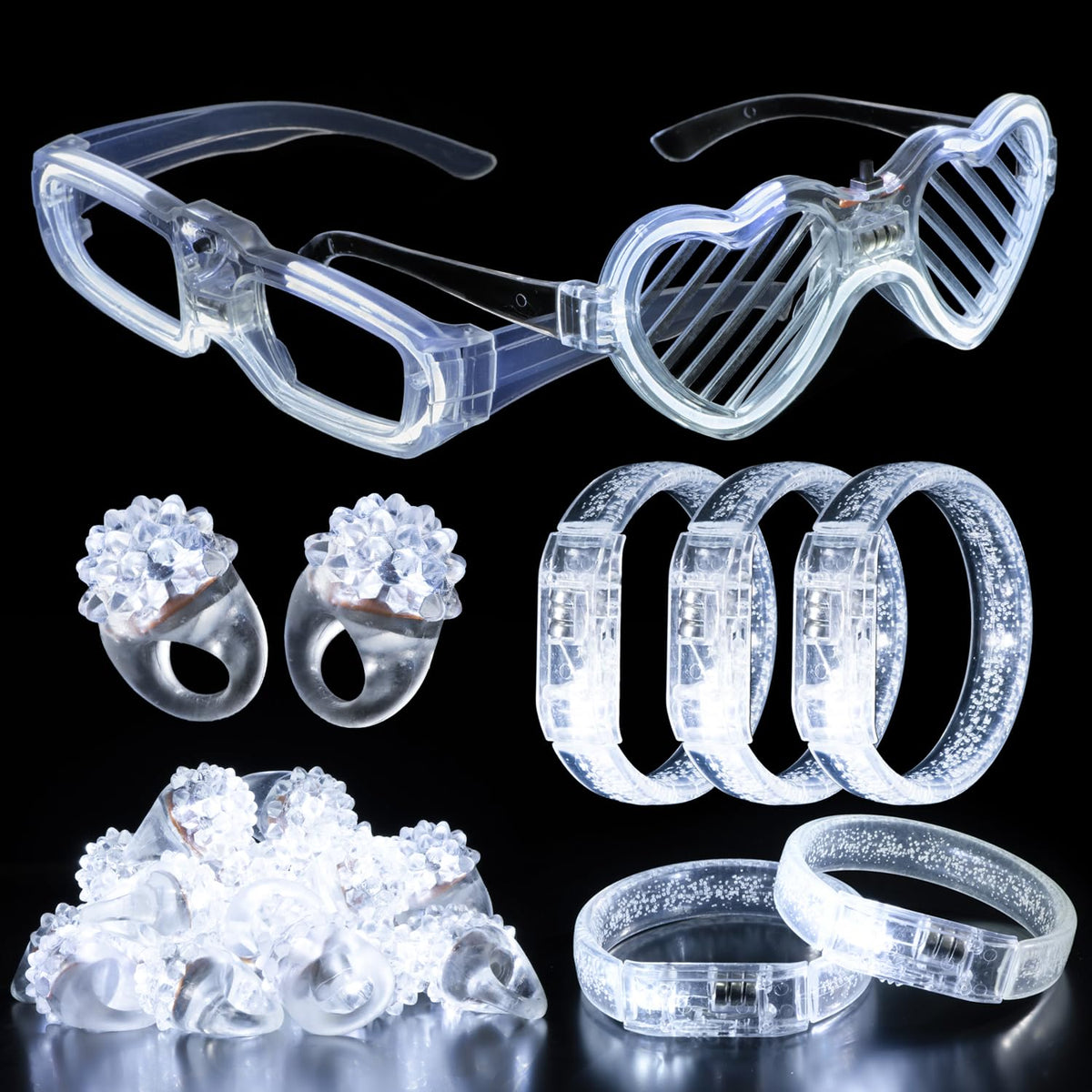 bethmore LED glasses illuminate wedding reception with bright white light and easy switches
