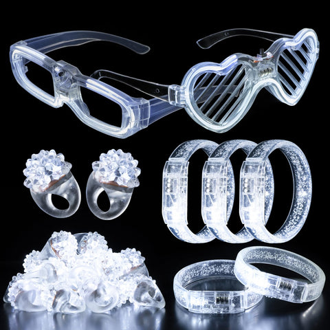 bethmore LED glasses illuminate wedding reception with bright white light and easy switches