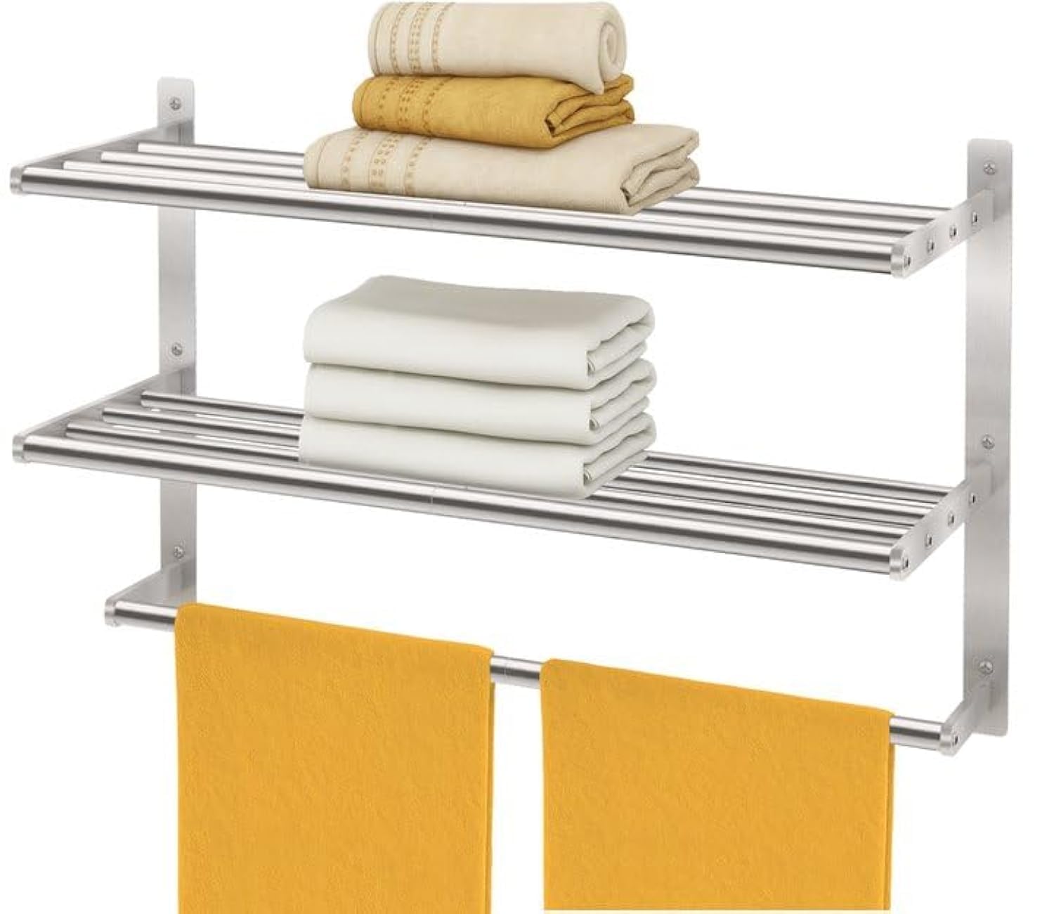 Bethom hotel towel rack wall-mounted, space-saving 3-tier design for towels and robes.