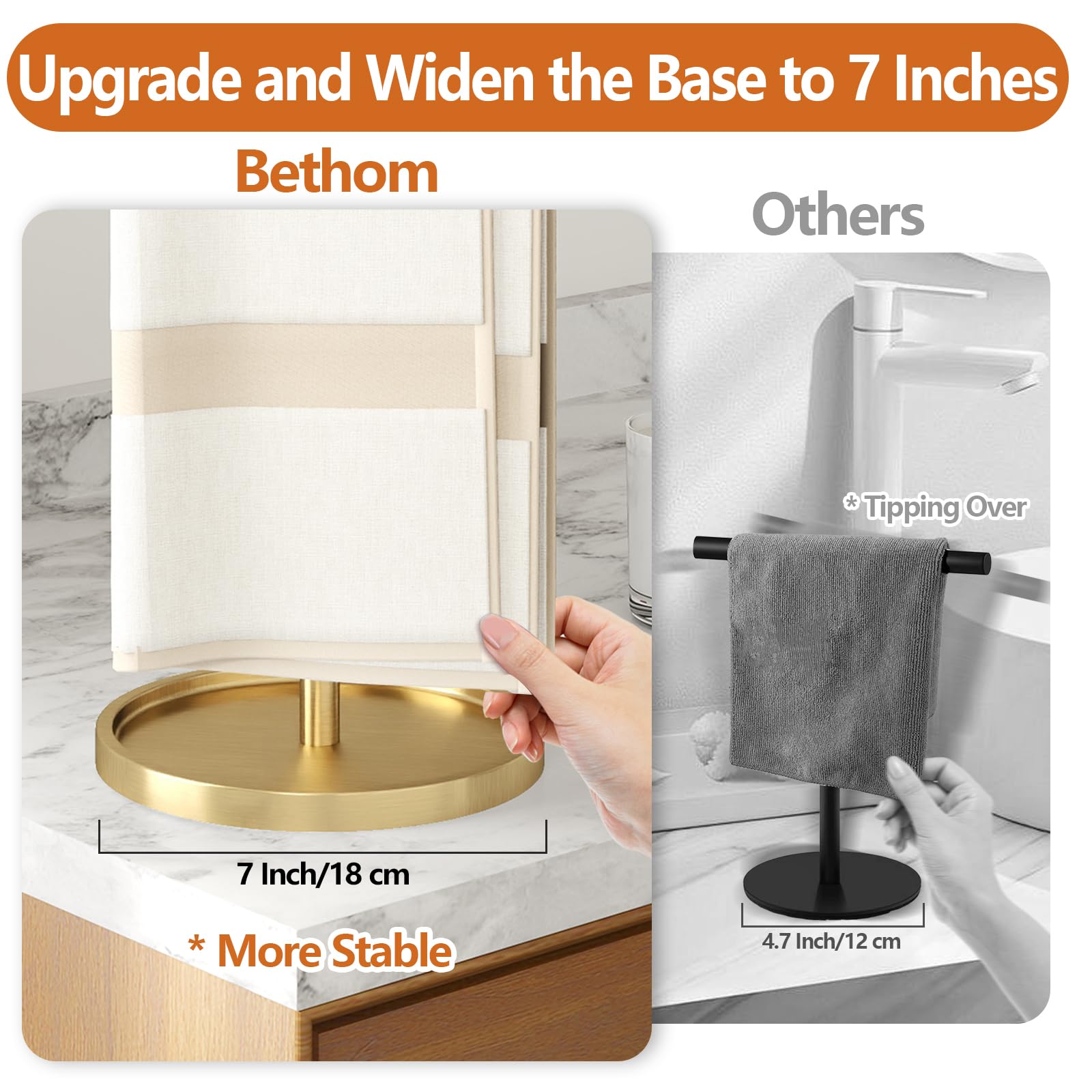 Bethom S-shape towel bar holds two towels for organized spaces.