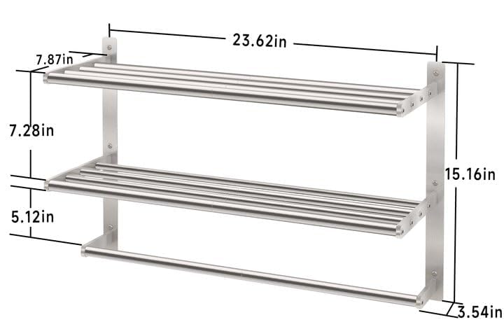 Bethom towel bar 23inch length offers ample drying space without folding.