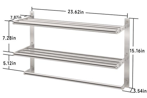 Bethom towel bar 23inch length offers ample drying space without folding.