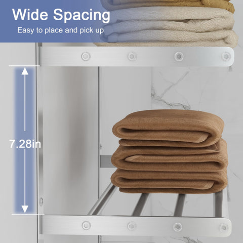 Bethom towel shelf with included hardware for quick, easy wall mounting.