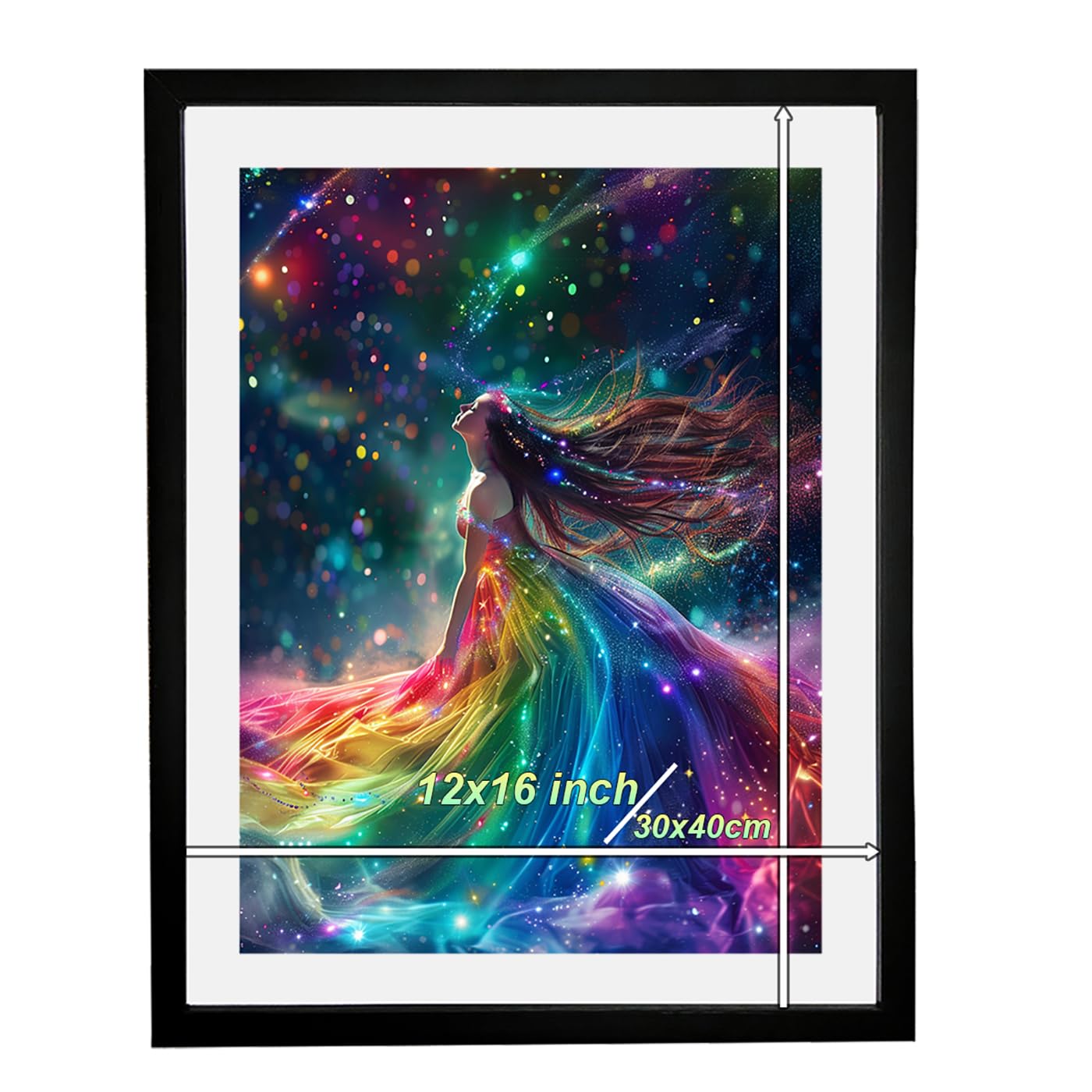 Betionol diamond art frame front view with premium black wood finish preserves artwork.