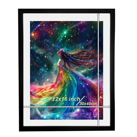 Betionol diamond art frame front view with premium black wood finish preserves artwork.