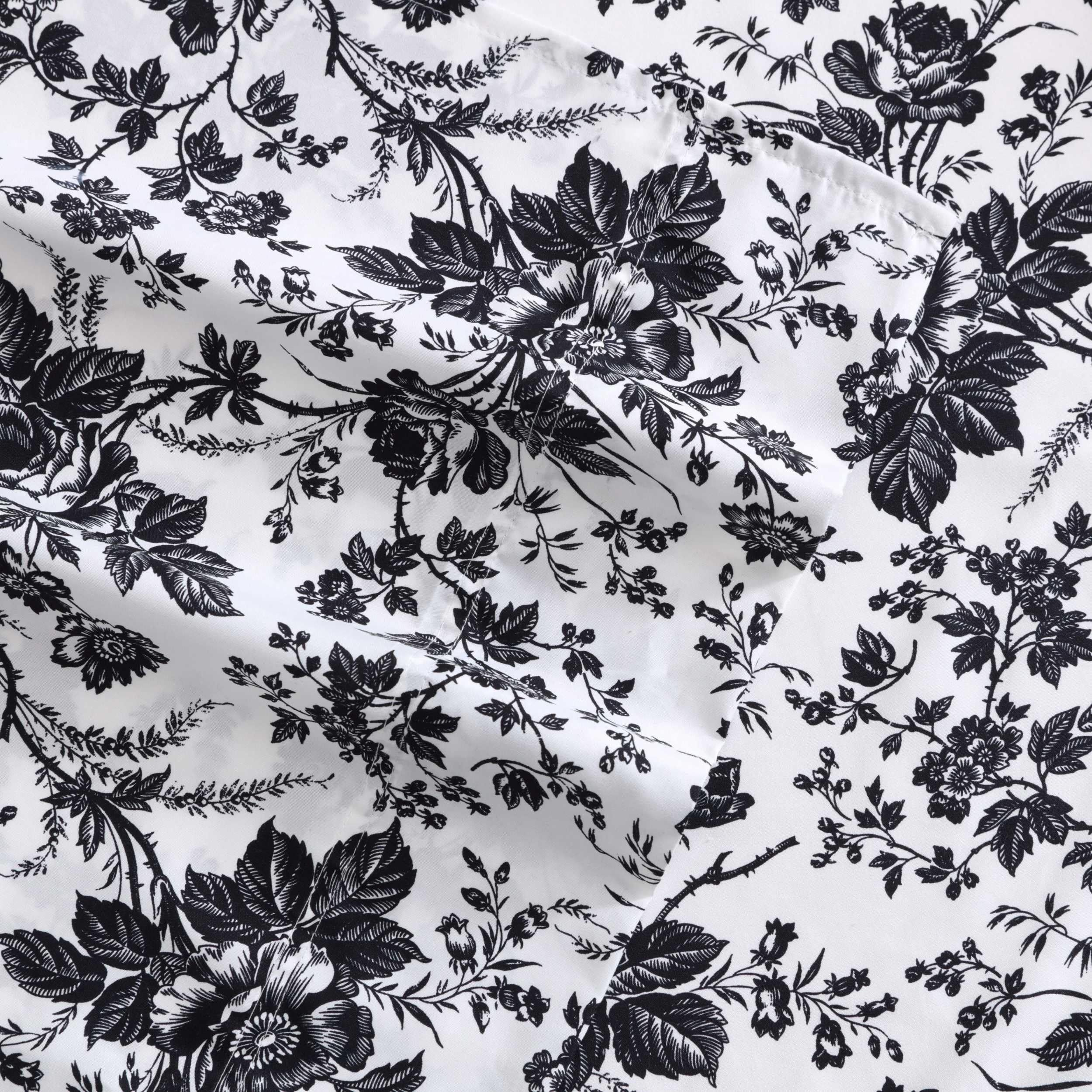 Betsey Johnson flat sheet closeup shows generous 102 by 88 inch size