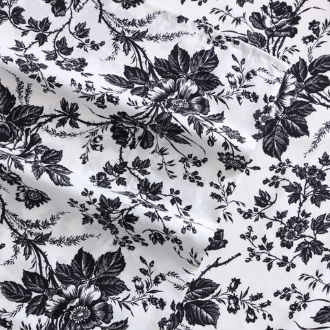 Betsey Johnson flat sheet closeup shows generous 102 by 88 inch size
