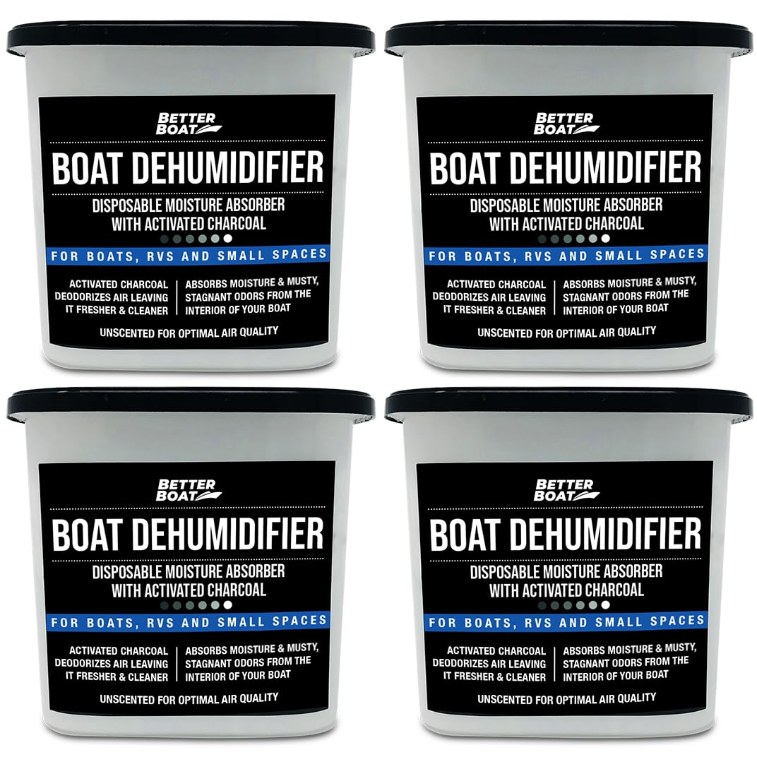 Better Boat moisture absorber bucket with closed top keeps damp air contained and odor-free.