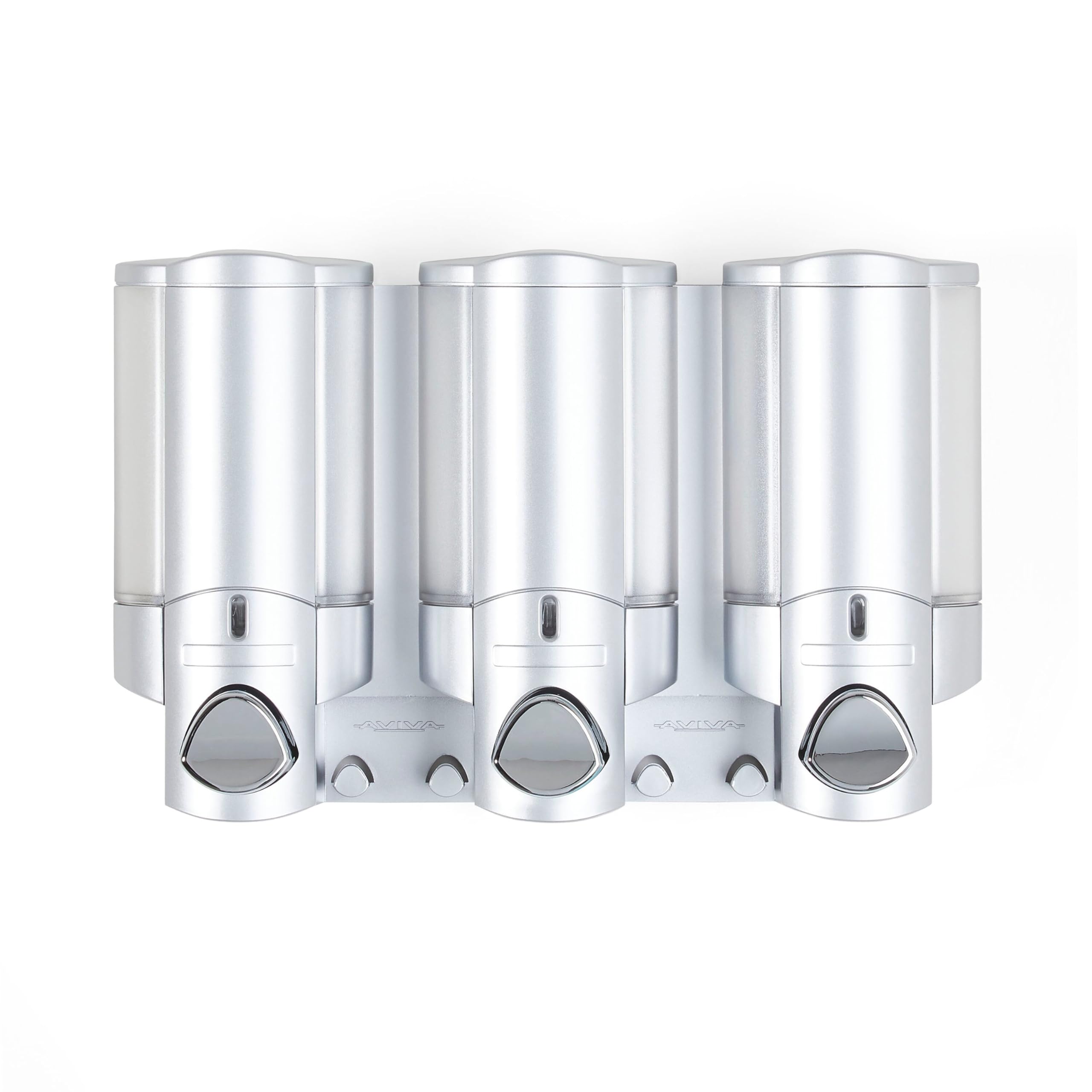 Aviva shower dispenser with integrated hooks keeping razors organized