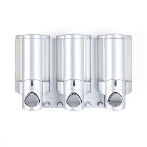 Aviva shower dispenser with integrated hooks keeping razors organized