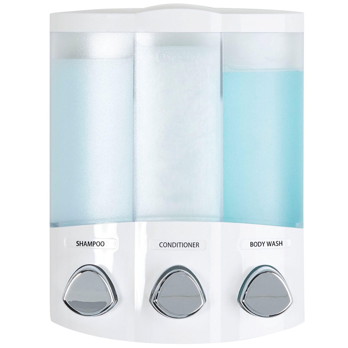 Better Living Euro Trio wall-mount dispenser in white finish for organized shower space.