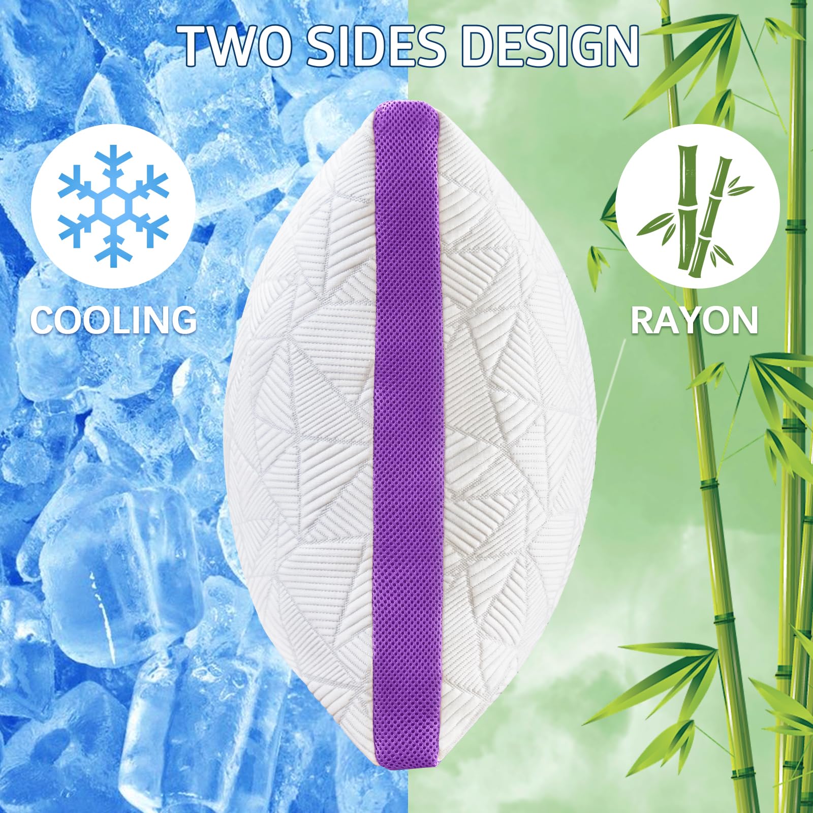BETU cooling pillow queen size side profile showing ergonomic neck support