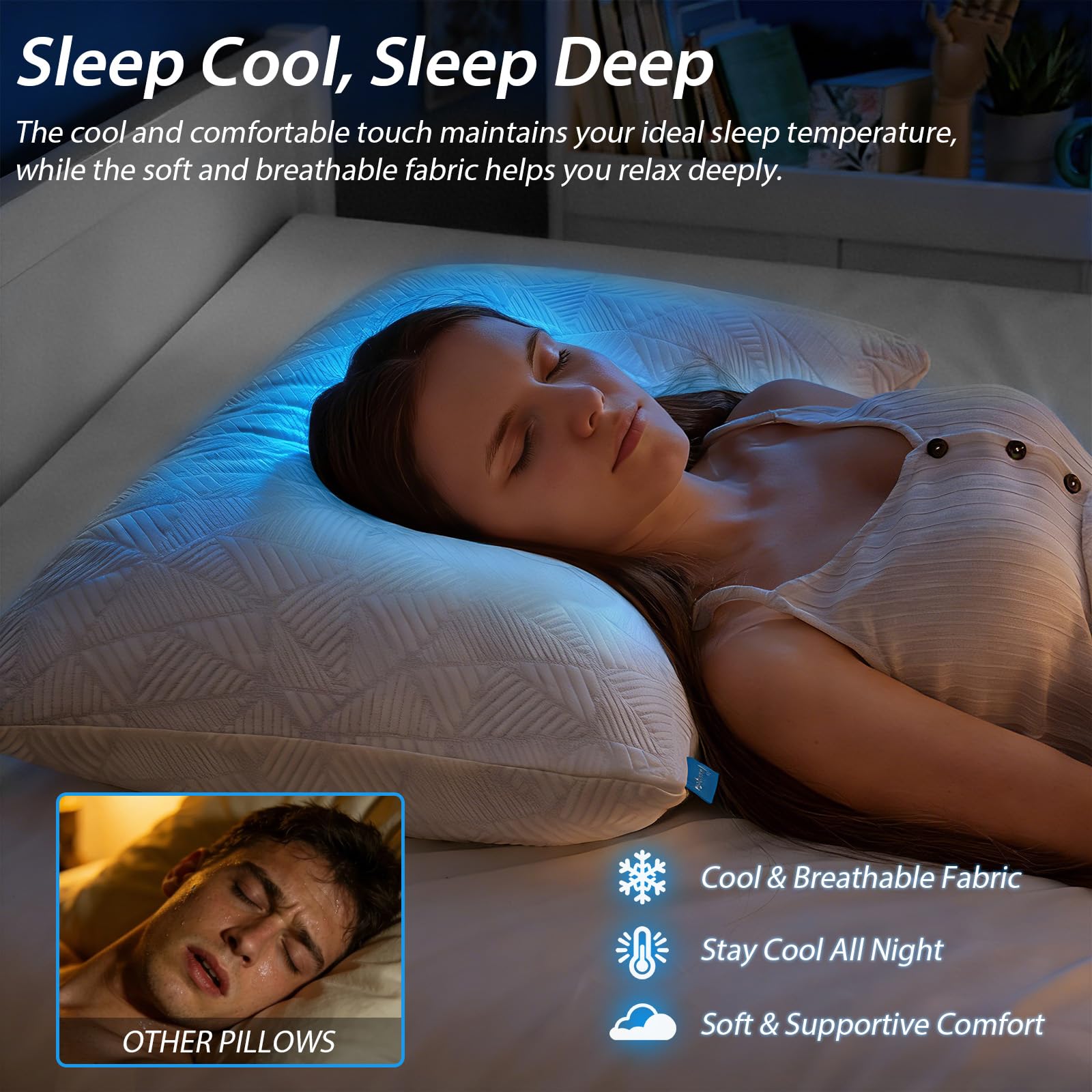 BETU cooling pillow zipper and inner cover demonstrate easy firmness adjustments.