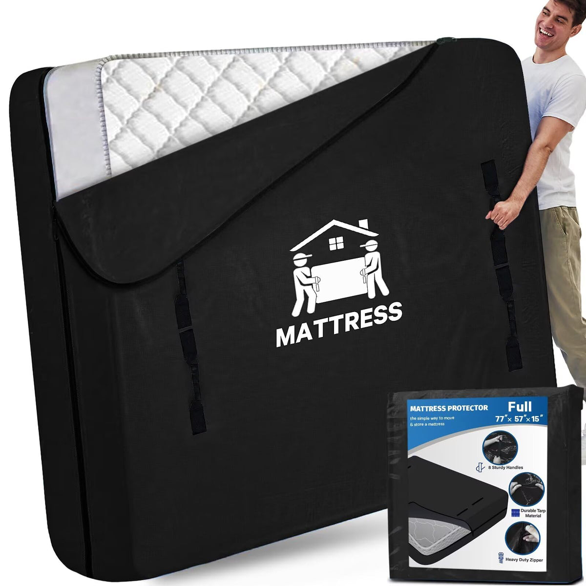 BETU full-size mattress bag protects a standard mattress during moving