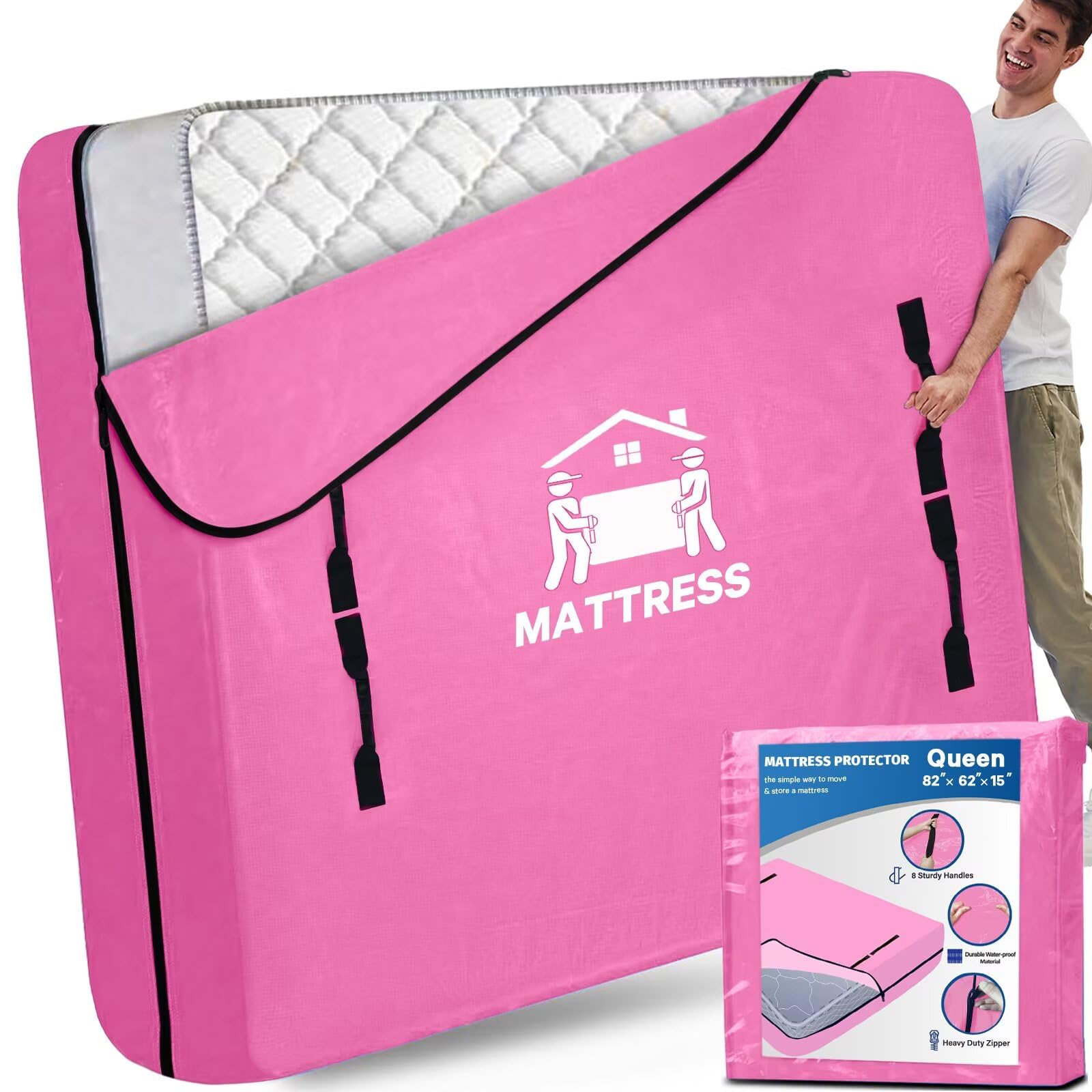 BETU queen-size mattress bags with eight sturdy handles for easy carrying during moves