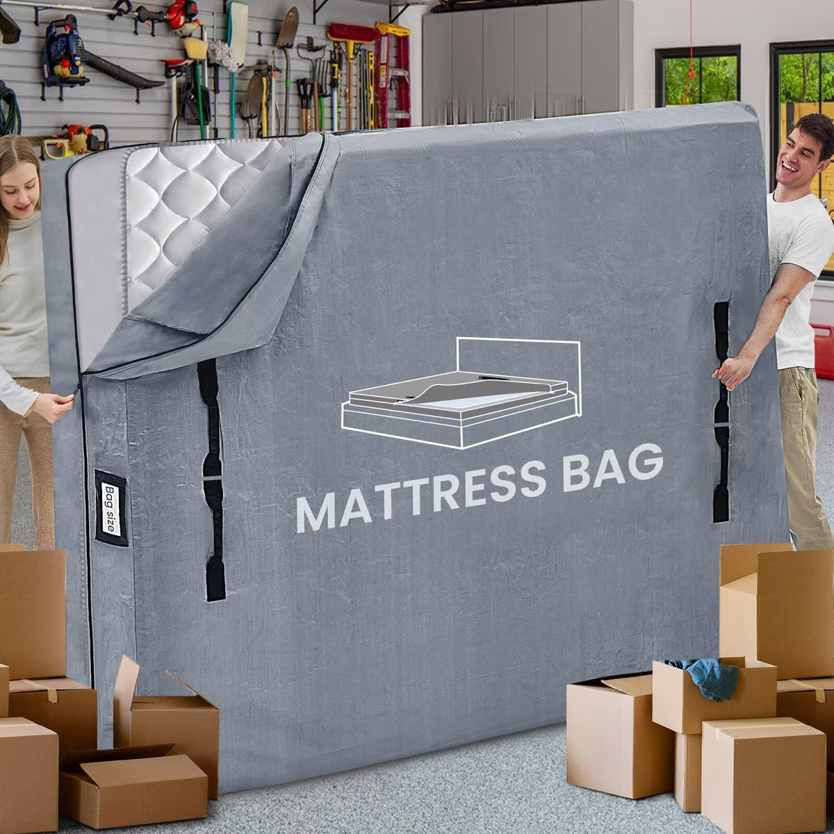 BETU queen mattress bag waterproof with 8 handles for easy moving.