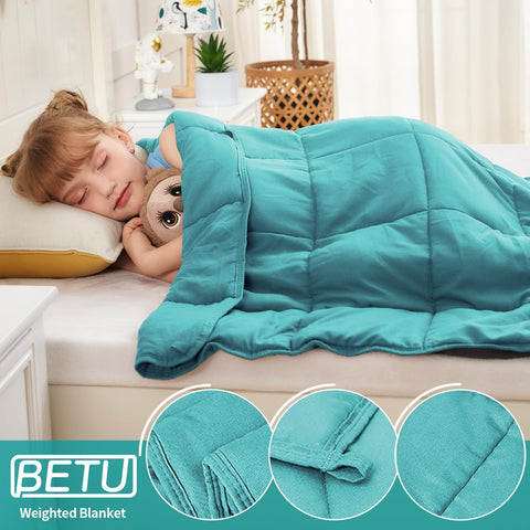 BETU teal weighted blanket duvet cover loops for easy setup.