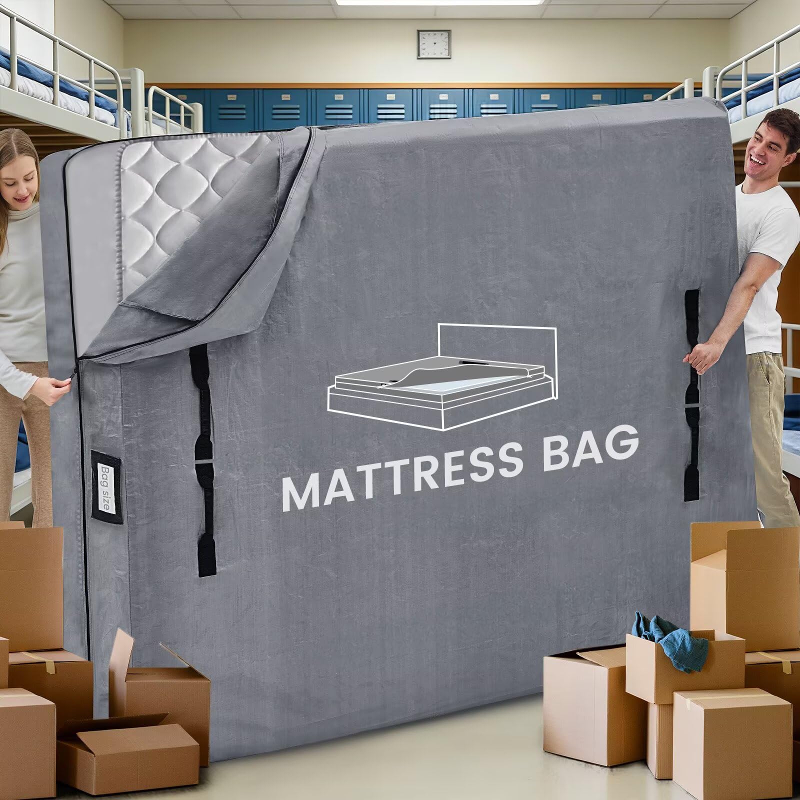 BETU Twin XL mattress bag with eight handles for easy moving
