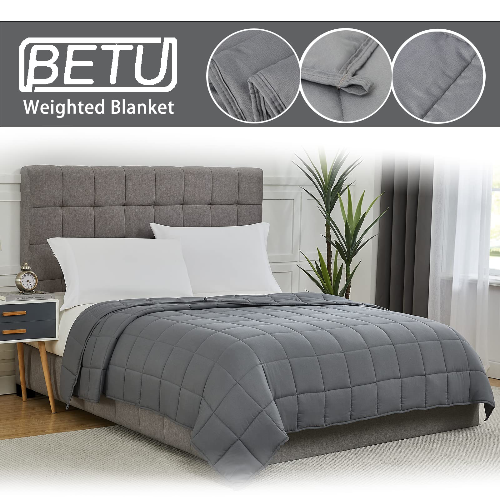 Corner loops on the BETU blanket for secure duvet cover attachment.
