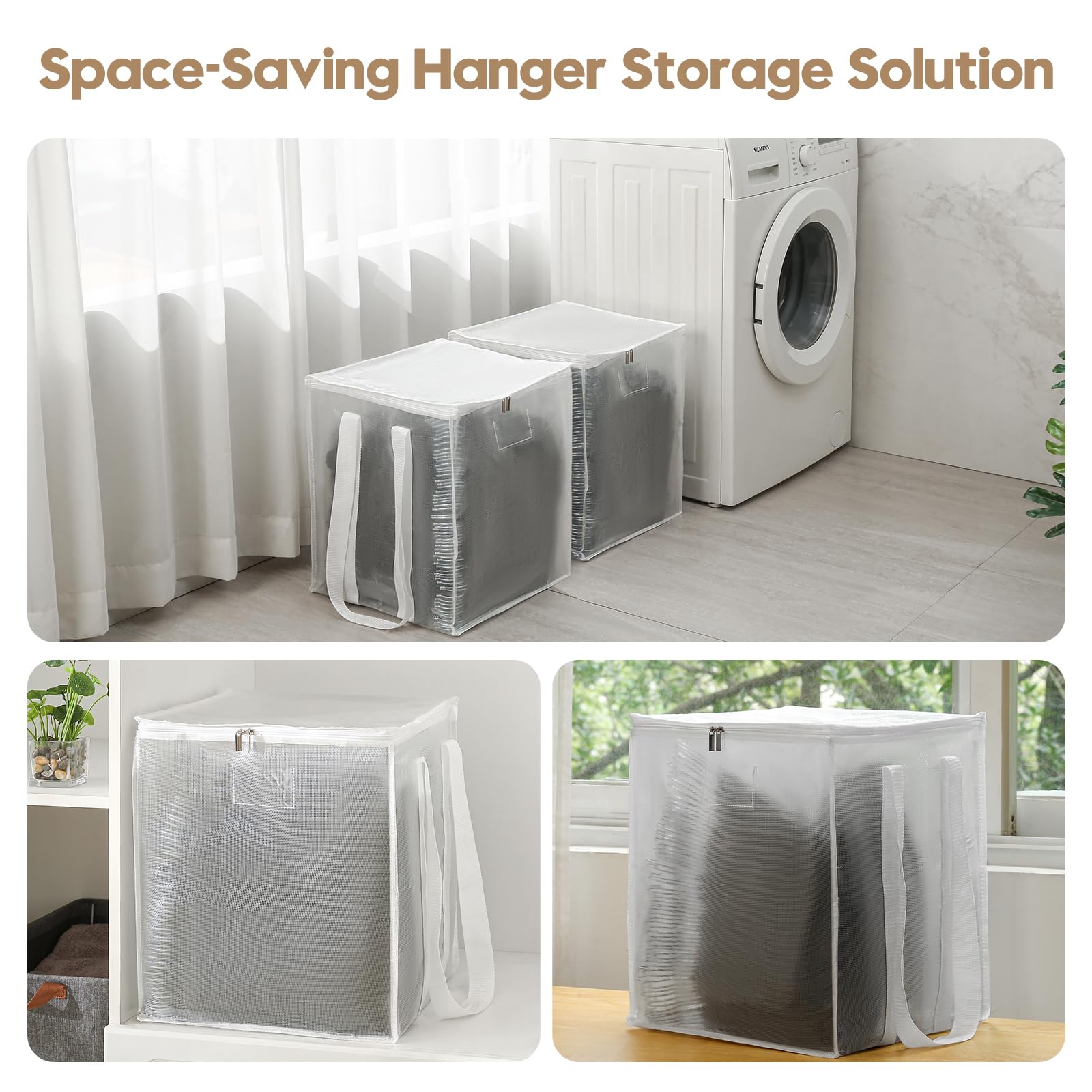 Beveetio sturdy storage for closet and laundry rooms keeps hangers organized.