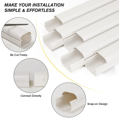 BEWAVE paintable line cover blends with exterior walls for seamless styling.