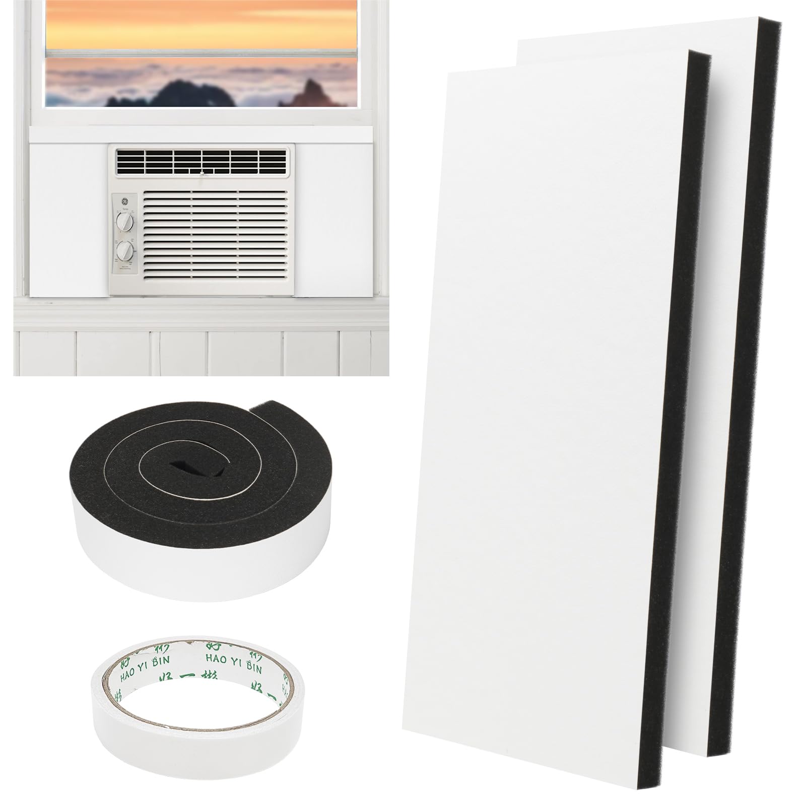 BEWAVE left side insulation panel for window AC unit, seals and improves comfort