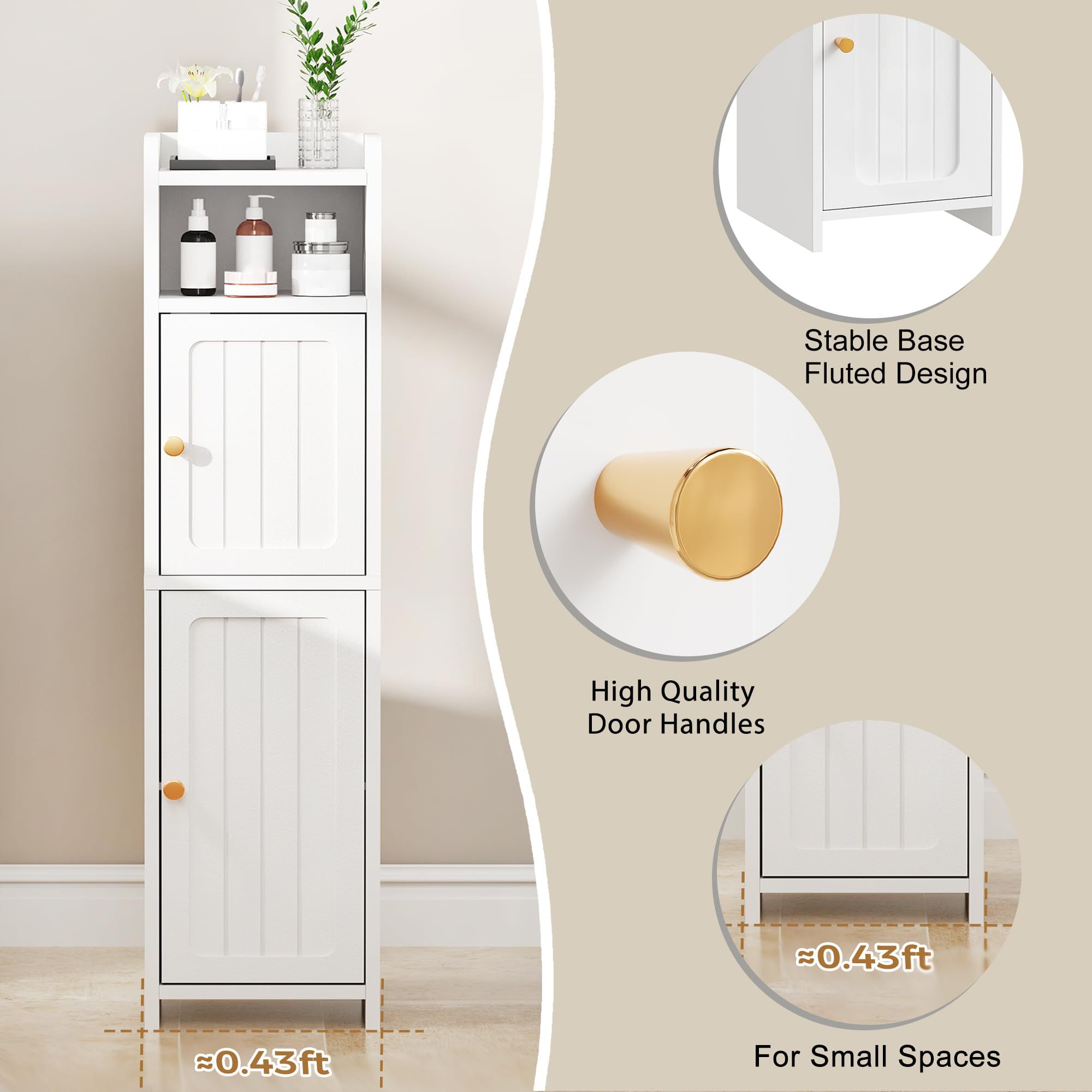 BEWISHOME compact-dimensions bathroom cabinet fits narrow spaces