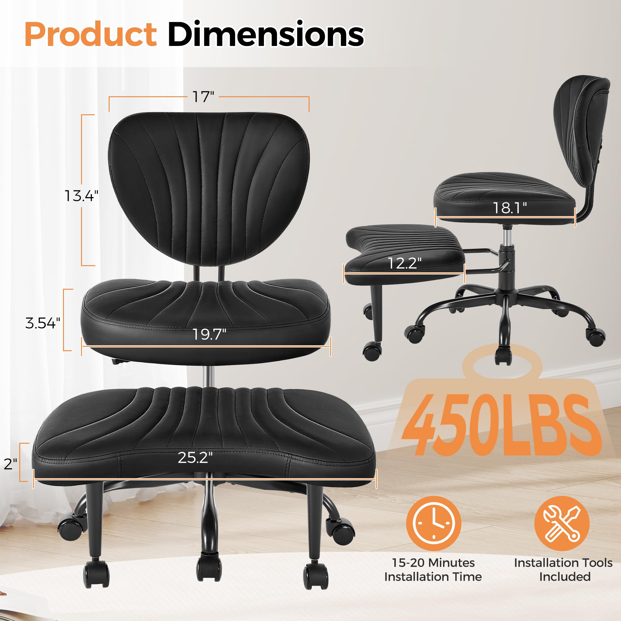 BEWISHOME cross-legged chair shows 360-degree swivel for smooth movement during tasks