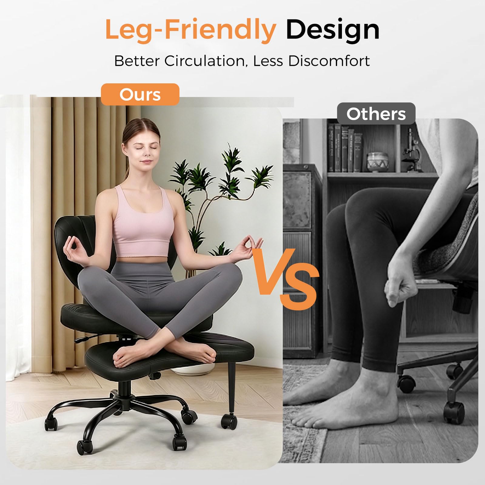 BEWISHOME wide seat supports multiple postures during work or meditation