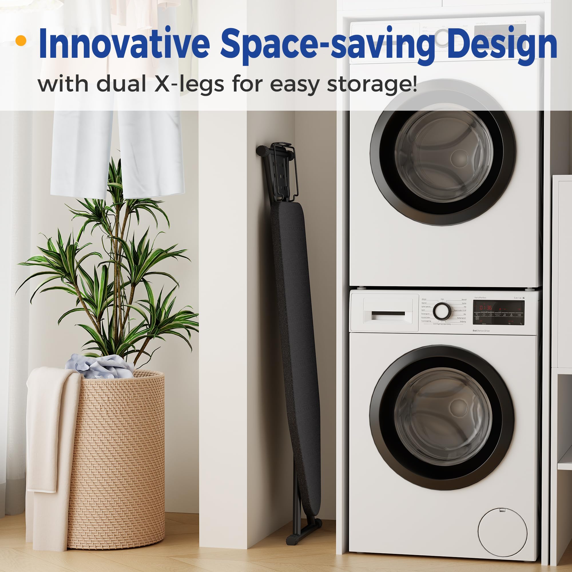 BEWISHOME full-size surface accommodates shirts and linens efficiently