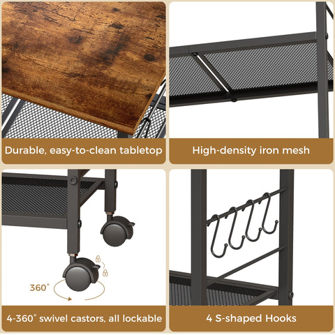 BEWISHOME sturdy wood and metal frame supports heavy appliances.