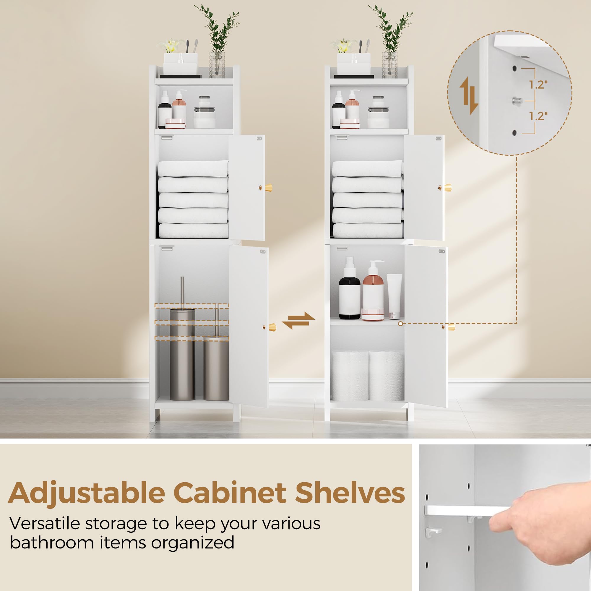 BEWISHOME large-storage-space bathroom cabinet with ample shelves