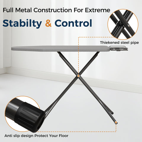 BEWISHOME durable metal legs ensure a sturdy ironing platform