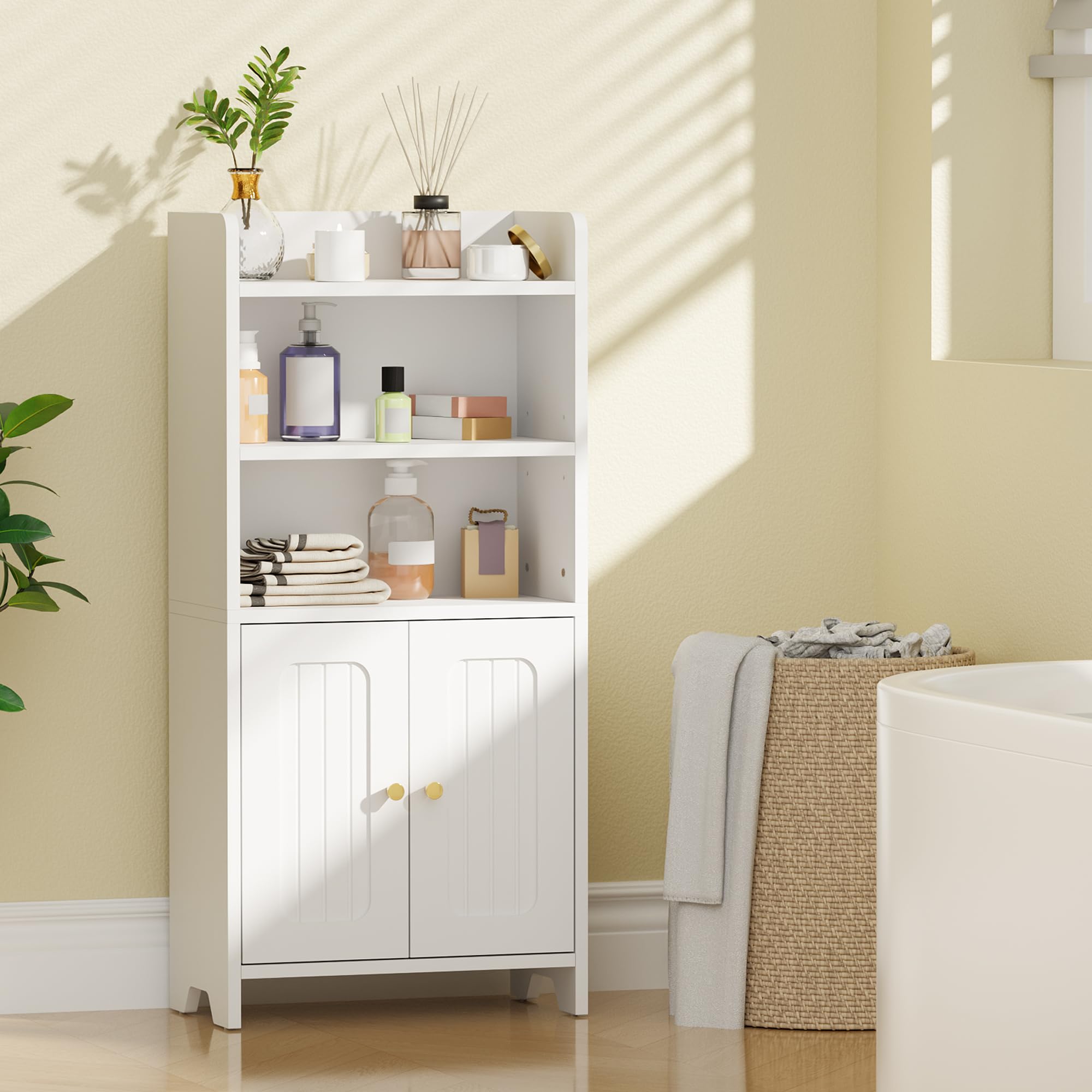 BEWISHOME narrow bathroom cabinet improves vertical storage in tight areas