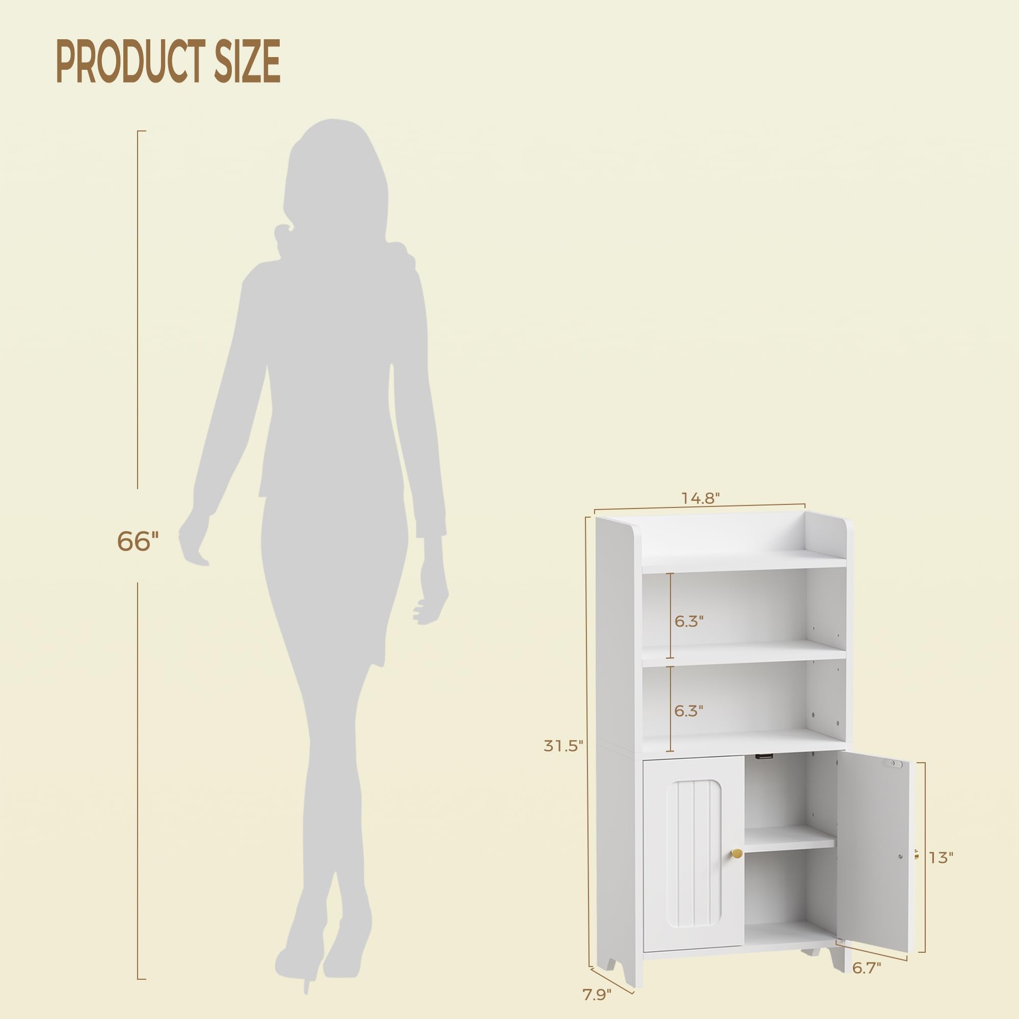 BEWISHOME small floor cabinet in white fits narrow spaces