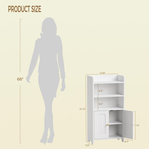 BEWISHOME small floor cabinet in white fits narrow spaces