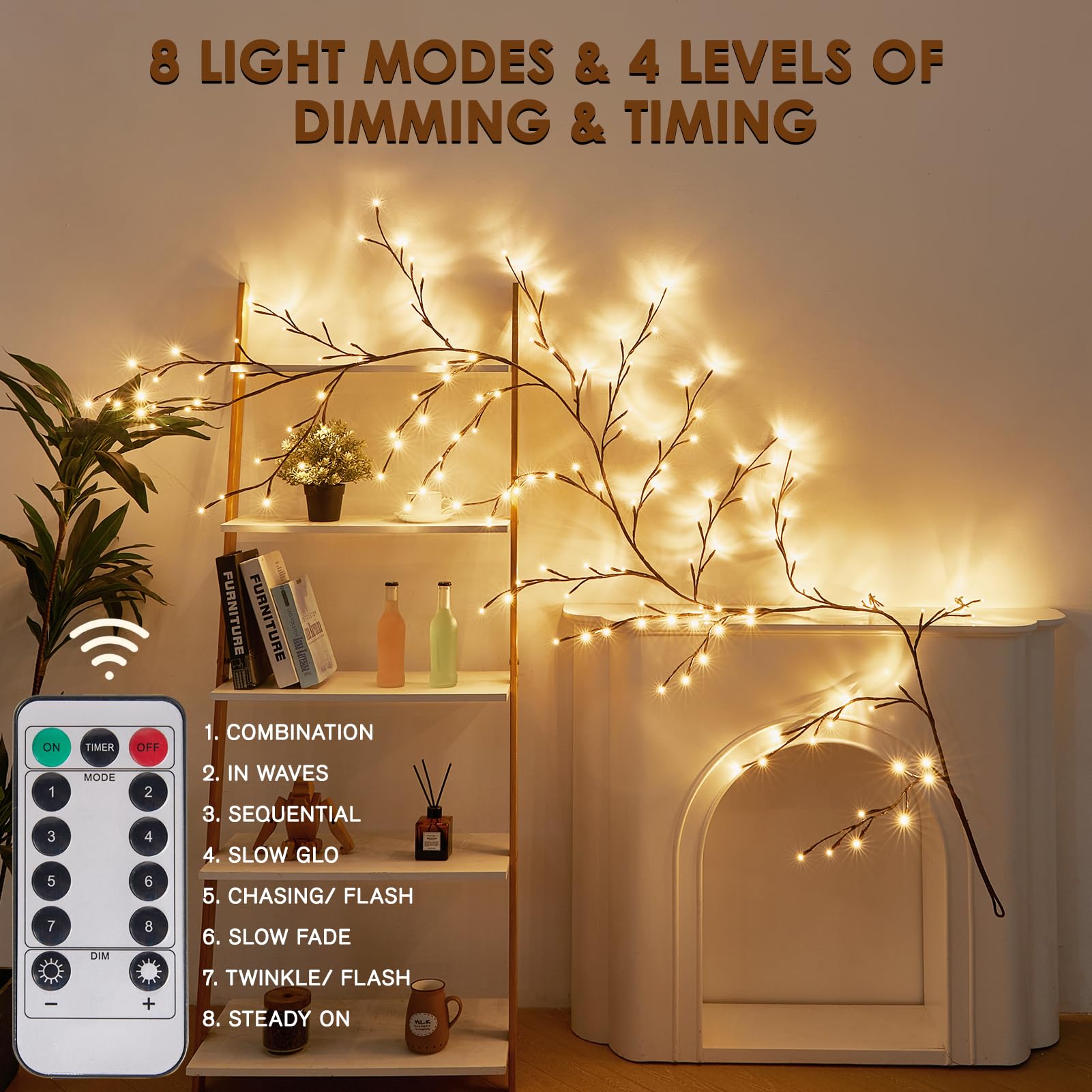 Bexdir Enchanted Willow Vine Lights clips enable quick wall mounting