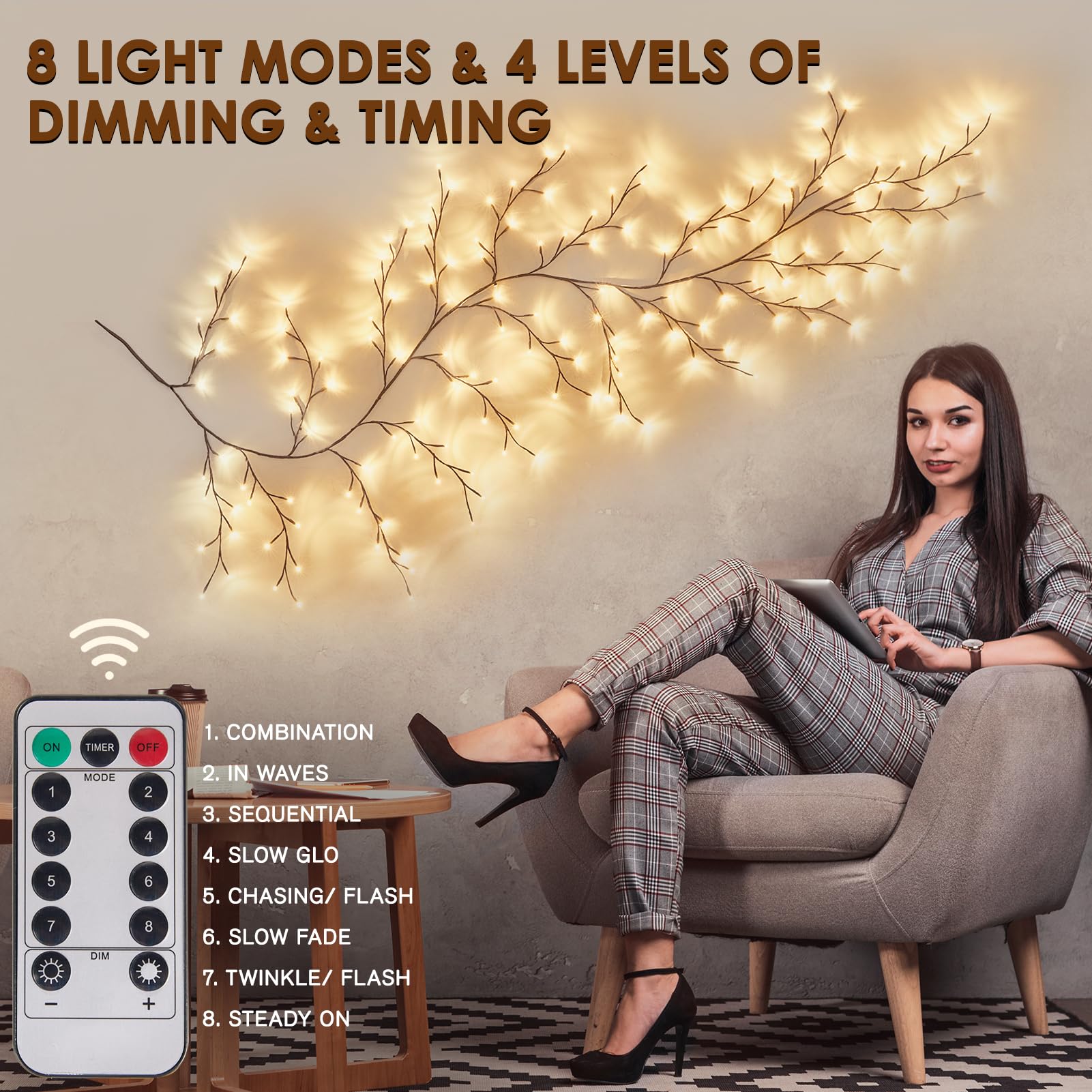 Bexdir Enchanted Willow Vine Lights timer helps schedule daily illumination