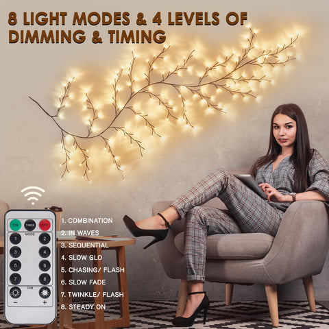 Bexdir Enchanted Willow Vine Lights timer helps schedule daily illumination