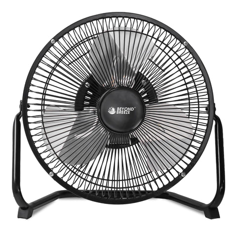 Beyond Breeze 9-inch floor fan with three-speed control for customizable cooling.