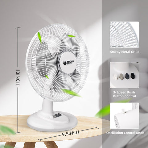 BEYOND BREEZE table fan top view highlighting compact footprint