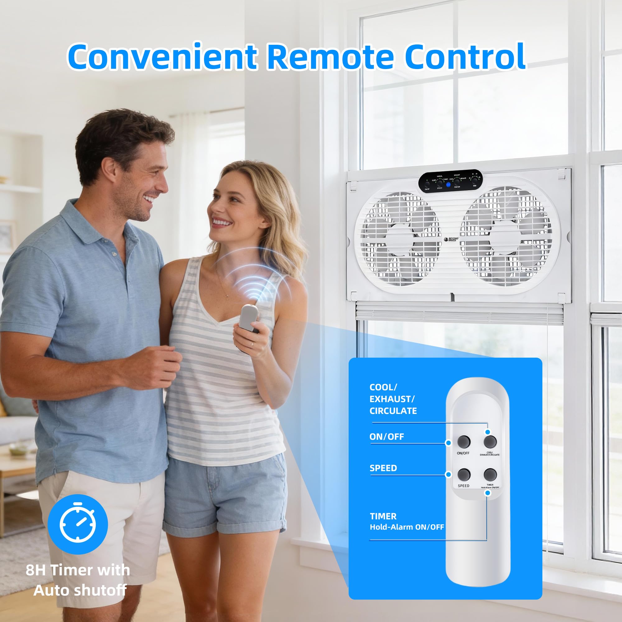 BEYOND BREEZE quiet motor delivers broad airflow with minimal noise