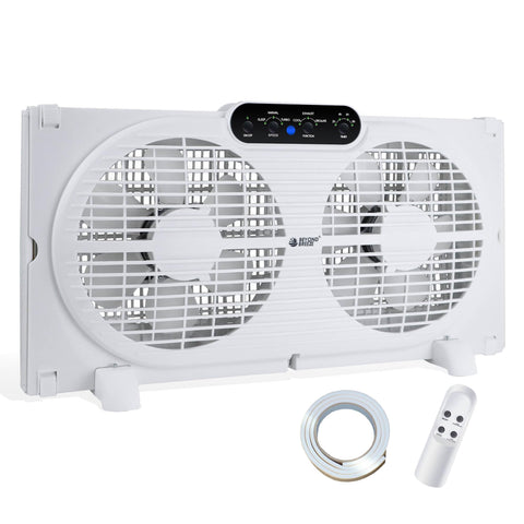 BEYOND BREEZE twin window fan with reversible airflow for quick room refresh