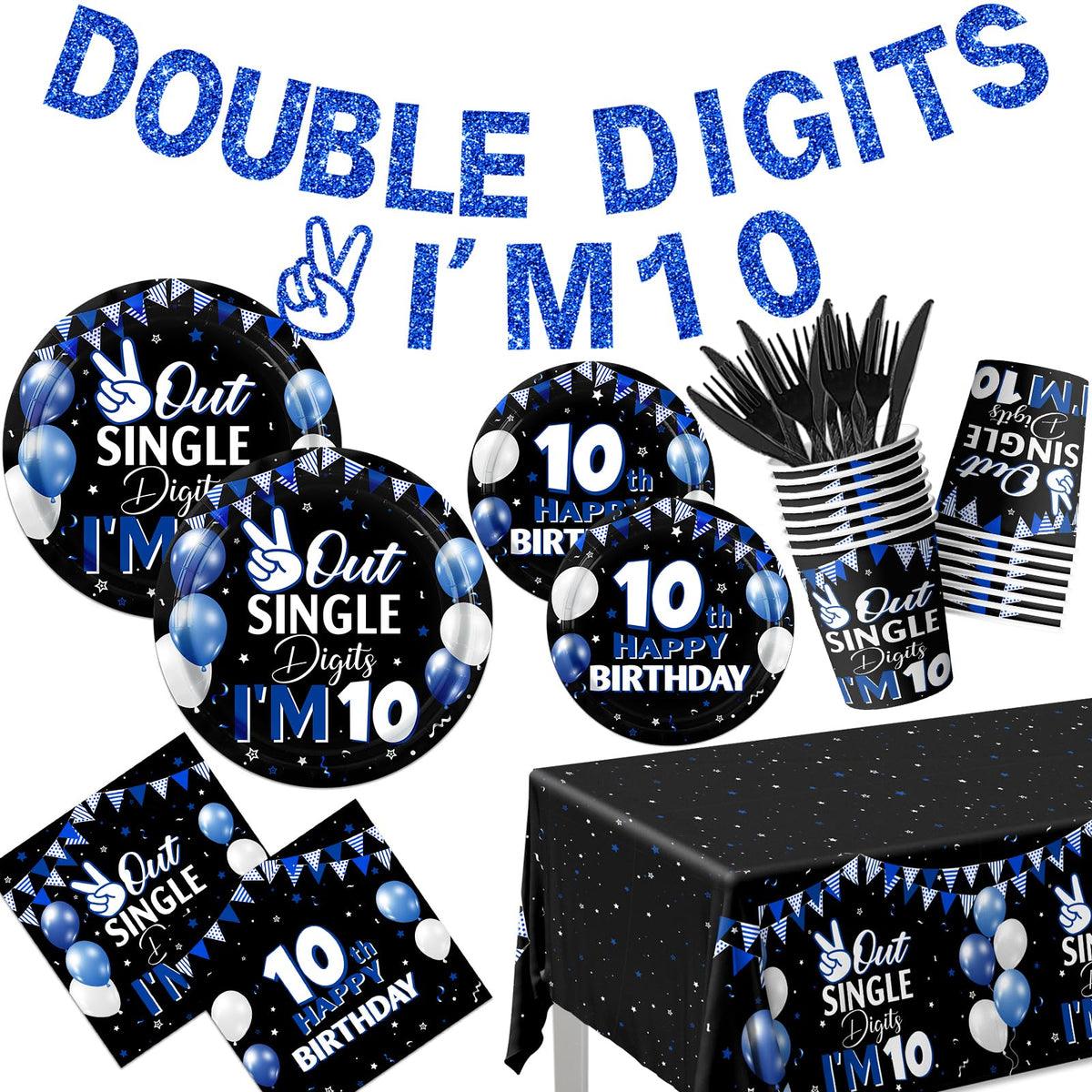 Bezkega 10th birthday banner doubles digits for a festive backdrop