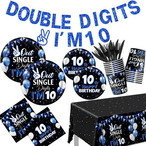 Bezkega 10th birthday banner doubles digits for a festive backdrop