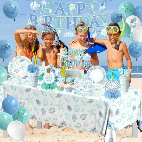 Bezkega 7-inch beach plates ideal for kids’ coastal birthday tables
