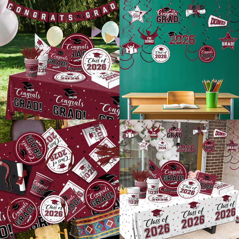 Bezkega 9-inch graduation plates with maroon accents for meals