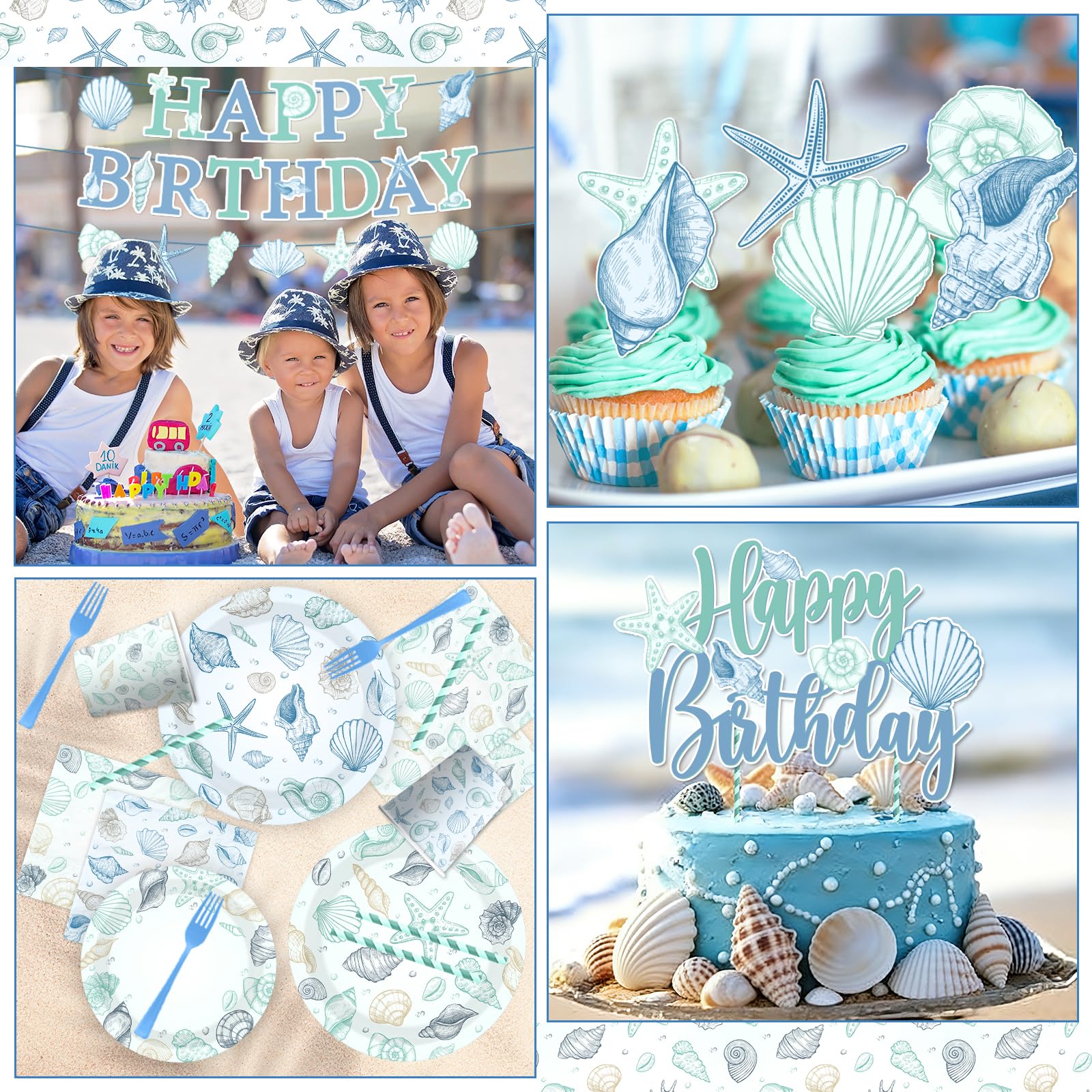 Bezkega cake topper with sea-shell detail for ocean-themed cake
