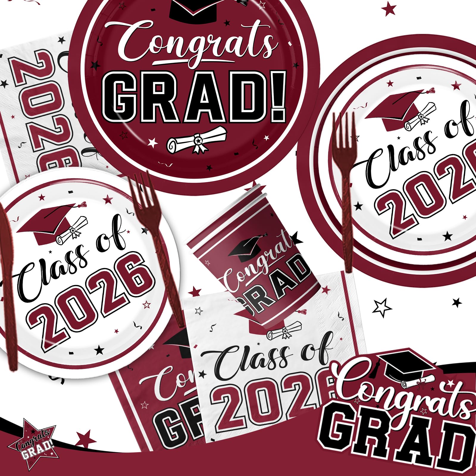 Bezkega class of 2026 maroon tablecloth creates a polished backdrop